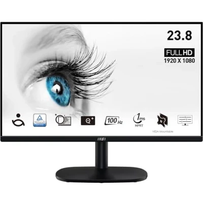 Imagen de MSI Pro MP245V Monitor Profesional, de 23,8&#039; FHD, 1920 x 1080, 100 Hz, VA, Plano, Anti Glare, 16:9, 300 nits, Negro