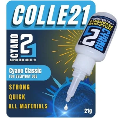 Imagen de pegamento Colle21 flacone de 21g., Super Glue fuerte, multiuso, profesional, cyanoacrilato