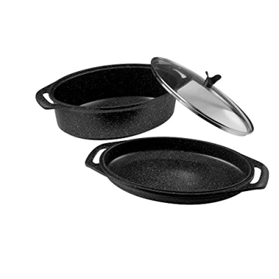 Imagen de Pradel Excellence 52801M Olla Oval para Todo Tipo de cocinas (Conjunto 3 Piezas, Aluminio Fundido)