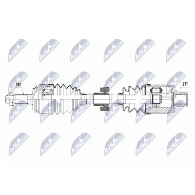 Imagen de NTY NPW HD 047 Árbol de transmisión Eje delantero 590 Caja cambios manual HONDA: CIVIC 8 Hatchback