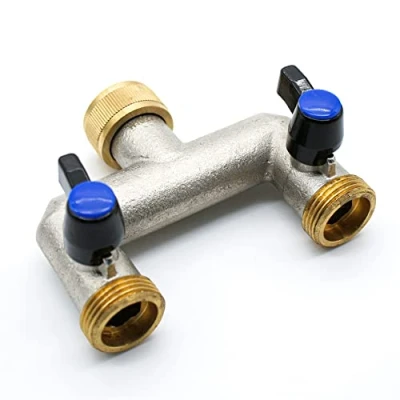 Imagen de DOJA Barcelona Grifo Jardin 2 Salidas de Doble Derivacion Manguera 3/4 Adaptador Vias Agua Laton Conector Exterior para