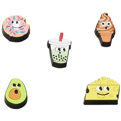 Imagen de Crocs Shoe Charm 5 Pack Personalize with Jibbitz for, Amuleto de Zapatos Unisexo, Lights Up Food Friends, Talla única