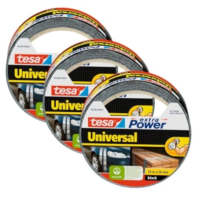 Imagen de tesa extra Power Universal Cinta adhesiva para reparación, fijación, embalaje, marcado y sellado negra 3 x 10 m 50 mm