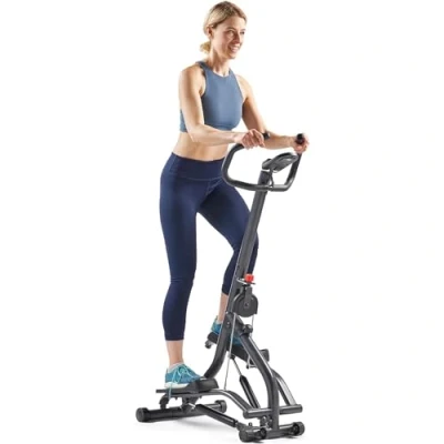 Imagen de Sunny Health &amp; Fitness SF S021001 Escalera con manubrio, máquina de Rango extendido para Ejercicios Escalada, compacta, Altura Ajustable, bajo Impacto y conectividad Mejorada la aplicación