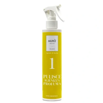 Imagen de MUHA&#039; Spray multiusos, limpia higieniza, huele cualquier entorno, anula los olores, fragancia cítricos de Sicilia, 200 ml