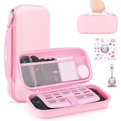 Imagen de innoAura Funda para NS Switch 2 Console (2025), Portabilidad y 9 Ranuras Tarjetas de Juego, Protectora Rígida Viajar Almacén (Rosa)