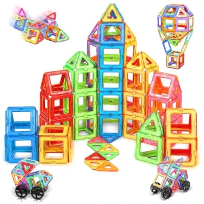 Imagen de COOLJOYA Bloques Magneticos Construccion Niños 50 Piezas Magneticas Niños, Construcciones de Construcción Magnéticos, Juguetes 3 4 5 6 7 8 Años