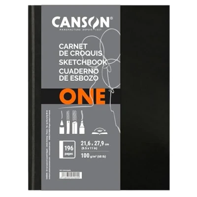 Imagen de Canson One Art Book, Cuaderno de esbozo, Grando ligero, 100g, Libro tapa dura, 21,6x27,9cm, Blanco, 98 hojas