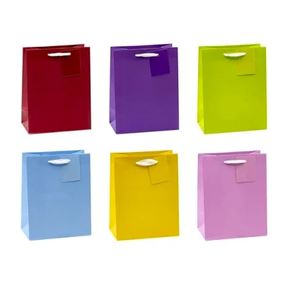 Imagen de TSI 86011 Bolsa de regalo, paquete 12 unidades, tamaño: medio, 23 x 18 10 cm, colores lisos