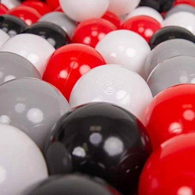 Imagen de KiddyMoon 700 ∅ 7Cm Bolas Colores De Plástico para Piscina Niños, Gris/Blanco/Rojo/Negro