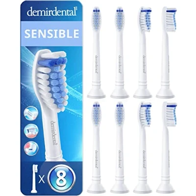 Imagen de Pack con 8 cabezales demirdental compatibles los recambios de Philips Sonicare, sensible, Blanco, corresponde a HX6058