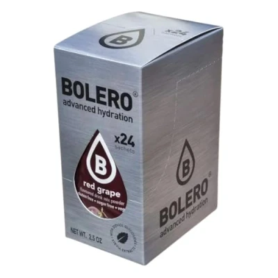 Imagen de Bolero bebida 24 bolsitas de 3 g fruta preparada en polvo soluble para fresca agua, 72 gramos endulzado con stevia (Red Grape)