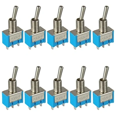 Imagen de HUAREW SPDT Mini interruptor de palanca MST 102 AC 125V 6A / 250V 3A ON 3 Pin 2 Posiciones, bloqueo balancín marino para Arduino Auto Truck Boat Switches 10 piezas