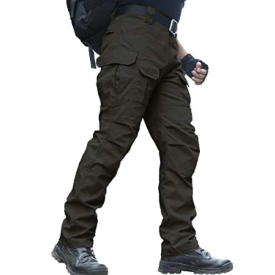 Imagen de zuoxiangru Pantalones Resistentes al Agua para Hombres de Trabajo Carga Militar Combate táctico Ajuste Relajado con Bolsillo múltiple (#56 Negro, Tag S)