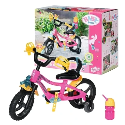 Imagen de BABY born 830024 Bicicleta Para Muñecas de 43 cm con Claxon, Luces y Guardabarro, Manos Pequeñas, Promueve la Empatía Las Habilidades Sociales, Edad 3+, Botellín Incluido