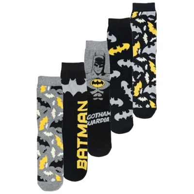 Imagen de United Labels DC Comics Batman 5 pares de calcetines para hombre, color negro y gris, talla 40 45, multicolor, 45