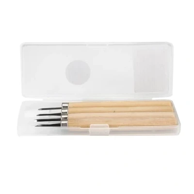Imagen de Oumefar 4pcs Herramienta de Tallado Madera carpintería Afilador Manual Herramientas Sello Goma Juego Tallado(Number Two)