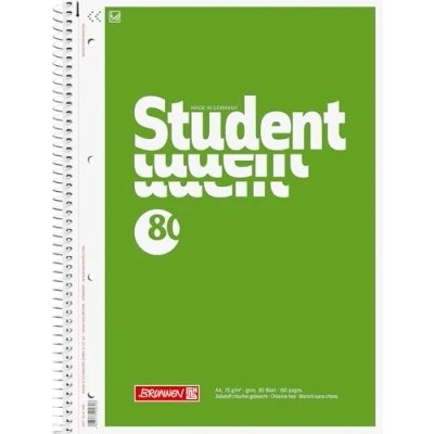 Imagen de Bloc de notas Fuente Estudiante universitario Block, encuadernación en espiral, 4 veces, 70 g/m², A4, 80 hojas