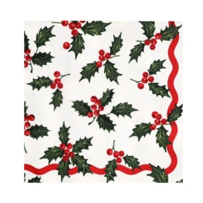 Imagen de Talking Tables 20 servilletas de Papel reciclables Navidad, Desechables con temática Blanca Acebo Encantador, Uso Durante Todo el año, decoupage, Catering, Estampadas