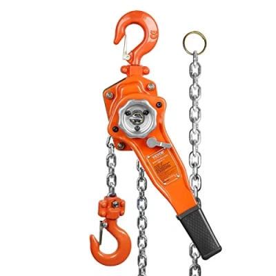 Imagen de VEVOR Polipasto Manual de Cadena Palanca Elevación 2,8 m Trinquete Acero Capacidad 0,75 T Gancho Rotación 360 con Freno Doble para Garaje