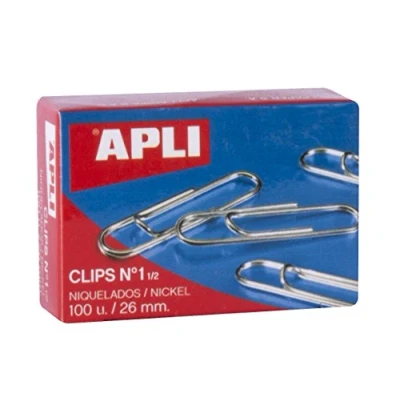 Imagen de Clips apli niquelados nº1,5 26 mm caja de 100 unidades