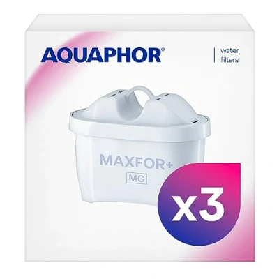 Imagen de AQUAPHOR Cartucho de filtro Maxfor+ Mg Pack 3 Reduce cal, cloro y otras sustancias indeseadas del agua potable Compatible con Onyx, Compact, Amethyst, todos modelos BRITA, MAXTRA