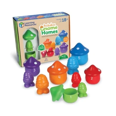 Imagen de Learning Resources LER3608 Peekaboo Casas de gnomos, 18M educativos, Actividades Preescolar, Aprendizaje, 2 4, Montessori, Juguetes sostenibles, Multicolor, Talla única (LER3608)