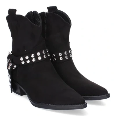 Imagen de 86220 Botin de Tacon para Mujer Estilo Campero, Comodas y Elegantes con Hebilla Decorativa Tachuelas, Diseno Moderno Versatil. Negro Talla 40