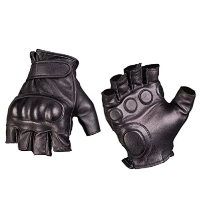 Imagen de Mil Tec Hombres Sin Dedos Cuero Guantes Negro Tamano M