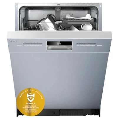 Imagen de Midea SU 5.35X14CS lavavajillas bajo encimera, 14 MGD, 60 cm, Home Connect, cuidado higiénico, de la máquina+, secado extra, media carga, 44 dB, retardo arranque, acero