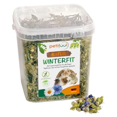 Imagen de petifool Winterfit 430 g alimento complementario para roedores Comida Natural Conejos, cobayas, hámster, Chinchilla y más sin aditivos Artificiales 100%