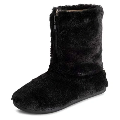 Imagen de Polar Mujer Espuma De Memoria Cremallera Piel Sintética CoveRojo Suela Goma Interior Al Aire Libre Acogedora Lujo Bota Zapatillas Negro UK6/EU39 YC0719