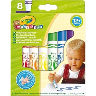 Imagen de CRAYOLA Mini Kids Set de 8 Rotuladores Lavables, Segura Punta Redondeada, Ideal para la Primera Infancia Edad Recomendada: 12 Meses, 8324