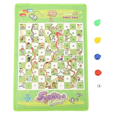 Imagen de Zerodis Juego de Tablero Serpientes, Mesa ajedrez Serpientes y escaleras Plegable Tela no Tejida Educativo para niños Adultos