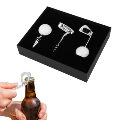 Imagen de DEWIN Set de Regalo Vino Lujo, Botella en Forma Golf Abridor Sacacorchos Club Bar Juego Herramientas Cocina