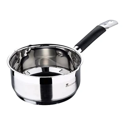 Imagen de MasterPRO Foodies Cazo de Acero Inoxidable 1.3L, 16 x 7.5 cm Revestimiento Antiadherente Mango ergonómico Apto para toda tipo cocinas incluido inducción Libre tóxicos