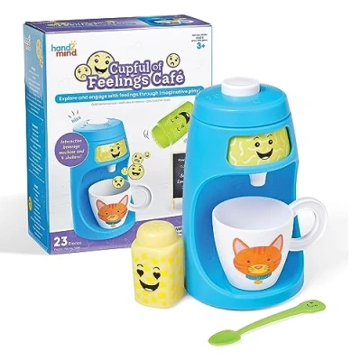 Imagen de Learning Resources Cafetería Cupful of Feelings, recursos de aprendizaje, juguetes imaginativos, terapéuticos que exploran emociones, juego infantil cafetera, aprendizaje socioemocional