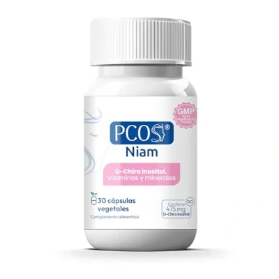 Imagen de PCOS® NIAM D Chiro Inositol SOP Ácido Fólico, Vitamina B12, Biotina Suplemento Ovarios Poliquísticos Regulación Hormonal 30 Cápsulas 1 Mes