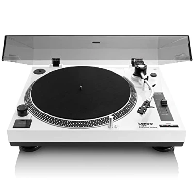 Imagen de Lenco L 3810WH Tocadiscos de accionamiento directo Control tono Codificación USB/PC Blanco