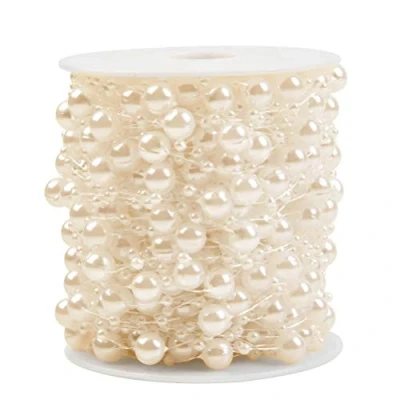 Imagen de Pasa el ratón por encima de la imagen para ampliarla cadena perlas artificiales 30 m, bodas, fiestas, joyería, color beige
