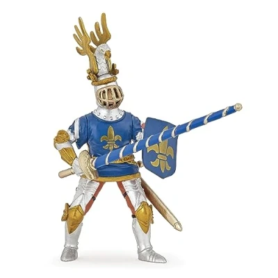Imagen de Papo Figurita Chevalier Bleu Fleur de LYS, Valentía Medieval, Pintada a Mano para niños Partir 3 años Explorando la Historia y el Valor