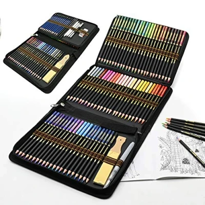 Imagen de Lápices acuarelables profesionales, 96 Pieza Set de Dibujo Artista Kit con Lapices Colores, y Bosquejo Material dibujo, Ideal para Artistas, Adultos Niños