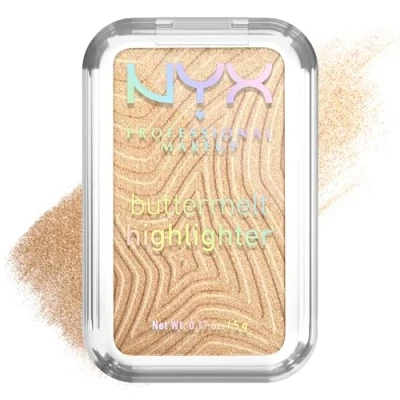 Imagen de NYX Professional Makeup Buttermelt Highlighter, Iluminador en Polvo, Fórmula Resistente a Transferencias con Manteca de Mango, Karité y Almendra para un Glow Radiante, 12 Horas, Glaze it butta