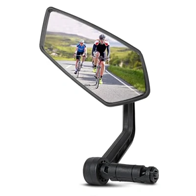 Imagen de AiQInu retrovisor bicicleta, HD Espejo de cristal reflectante, 360 giratorio para bicicleta montaña, carretera (Izquierda)