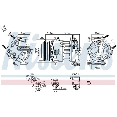 Imagen de NISSENS 890796 Compresor de Aire Acondicionado 7VS19EC 12 PAG 46 YF R 134 a FORD: Transit V363 Furgón