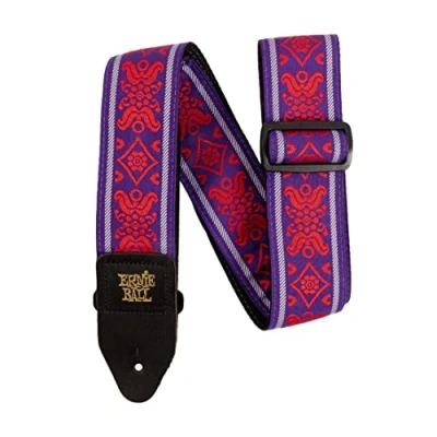 Imagen de Ernie Ball Correa para guitarra, jacquard, diseño en rojo y morado (Royal Flush Red)