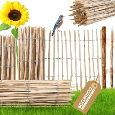 Imagen de BOGATECO Cercado de latón madera 90 cm altura y 500 largo Distancia entre listones 4 5 Ideal como valla jardín Se puede utilizar soporte para viñedos
