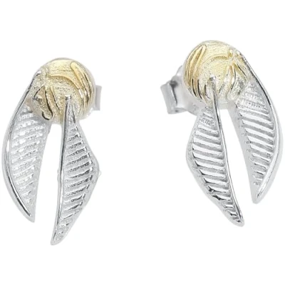 Imagen de Harry Potter Snitch Dorada Mujer Set de Pendientes Plateado En Plata Primera Ley