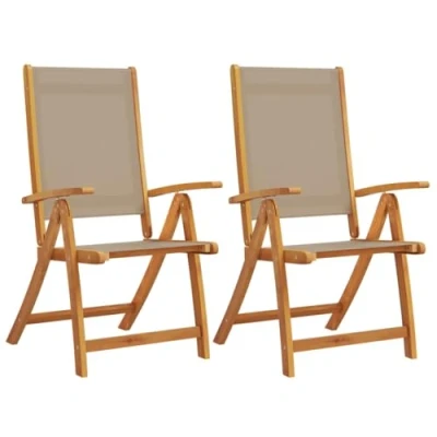 Imagen de vidaXL Sillas de jardín Plegables 2 uds Madera Maciza Acacia textileno, Silla jardín, Asientos Patio, Asiento