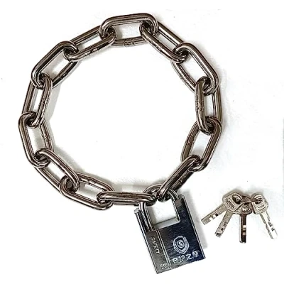Imagen de WANLIAN Candado Bicicleta,Candado Seguridad Resistente,4 Llaves, de Cadena con Candado, Antirrobo para Bicicletas Motocicletas Scooters Puerta Valla Exteriores(8x500mm)